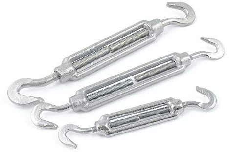 5 stück Spannschloss M16 Haken/Haken | Stahl C15, galvanisch verzinkt | Seilspanner für Drahtseil Spanner Stahlseil Draht zubehör für Seilwerk | [ DQ-PP ]