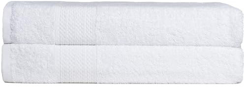 Brielle Handtuch-Set aus 100% Baumwolle - 2 Duschtücher 70x140 cm, Baumwolle Sehr saugfähige Handtücher für das Badezimmer, Duschtuch in Hotel- & Spa-Qualität, Packung mit 2, Weiß Farbe