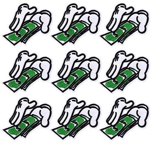 PAGOW 9PCS Counting Money Iron-on Patches, Iron on Patches for Jeans Clothing (Size Approx: 3.2inch x 2.8inch, 81.9mm x 70.1mm )
