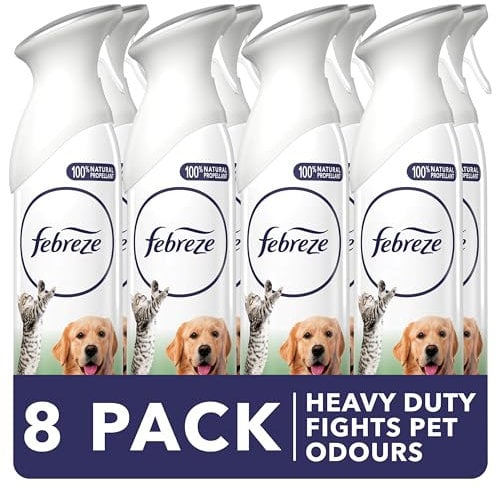 Febreze Air Freshener Spray, 185ML X 8 (1480ML), Pet Odour Eliminator Room Spray, Leaves A Fresh Scent