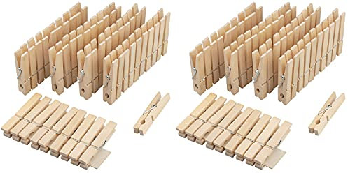 Wäsche-Pins aus Holz | 100er Packung | Unbehandelte Klammern | Organic Clothes Clips | Widerstandsfähig Winddicht | Befestiger für Wäsche
