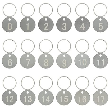 StayMax 304 Edelstahl-Nummernschilder, Schlüsselanhänger, ID-Tags mit weißen Zahlen (0-9)