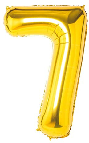 Ballon chiffre doré 110 cm géant en mylar Idéal pour fête Adapté à l'hélium Numéro 7