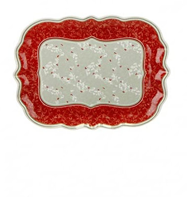 Brandani 52389 Vassoio Connubio Porcellana, 33x24.5 cm, Colore Rosso