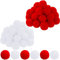 30 Stück Kunstfell Pompon ,MoreChioce 6cm Faux Wolle Flauschigen Pompom Ball DIY Kunstpelz Pompon Ball Damen und Mädchen Tasche Mützen Anhängern Dekoration,Rot Weiß