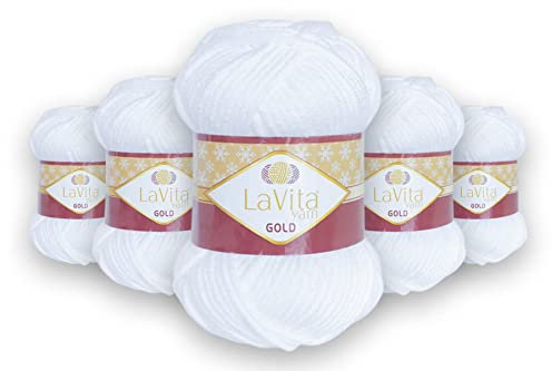 LaVita Yarn GOLD Handstrickgarn Wolle 5-Teilige Packung (9501)