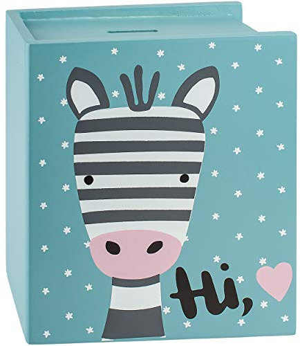 alles-meine.de GmbH Tier Spardose - Zebra - aus Holz - 18 cm - stabile Sparbüchse mit Verschluss/Buch Sparschwein - für Kinder & Erwachsene/lustig witzig - Kinderspardose - B..