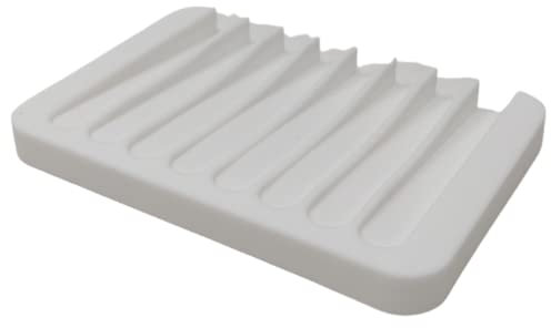 1 x Silicone Soap Dish for Bathroom, Kitchen or Shower [White]