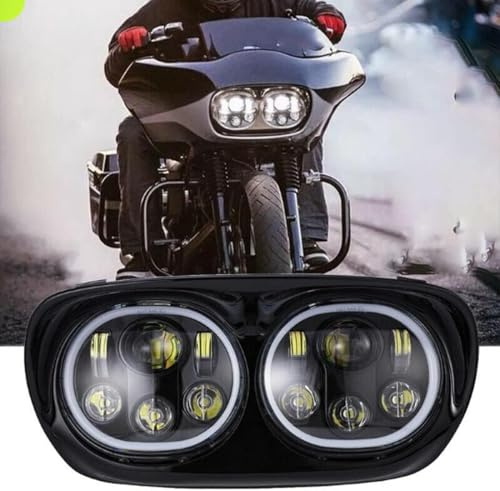 UTVIUNCT Road Glide 5-3/4 Dual LED Headlight 5.75 inch Motorcycle Headlamp Projector For Touring Road Glide 1998-2013, Black