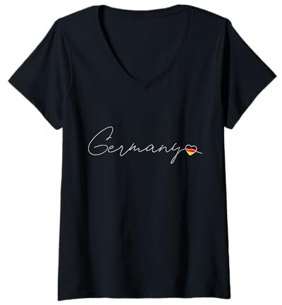 Damen Deutschland Liebe Deutsche Flagge und Herz auf Deutschland T-Shirt mit V-Ausschnitt