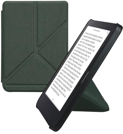 kwmobile Schutzhülle für Kobo Clara 2E / Tolino Shine 4 Hülle - Kunstleder Case - eReader Klapphülle mit Auto Sleep Funktion - Cover mit Ständer - Dunkelgrün