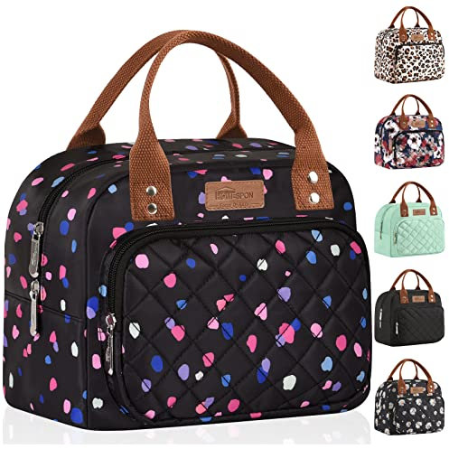 HOMESPON Isolierte Lunchtasche für Frauen Männer Arbeit Erwachsene Kühltasche Lunchbox Behälter (Bunte Punkte)