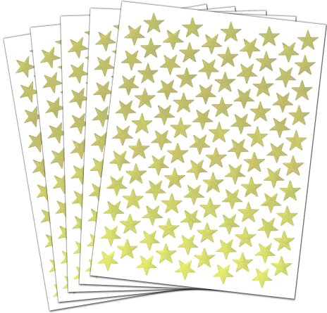 1000 Stück - Goldene Sticker Sterne Aufkleber Klebesterne - 15mm, Gold
