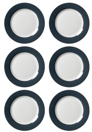 Ritzenhoff & Breker Doppio Dessertteller, 6er Set, Kuchenteller, Frühstücksteller, Porzellan, Anthrazit, Ø 20 cm, 430202