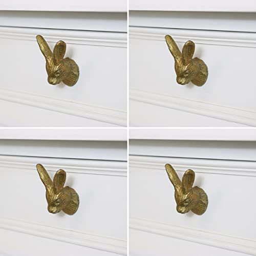 Melody Maison Set of 4 Gold Rabbit Head Drawer Knobs