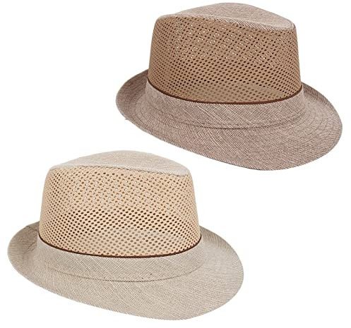 2er Pack Fedora Hut Herrenhüte Panama Hut Trilby Hüte Klassische Outdoorhut Frühling Sommer Fedora Hut