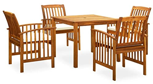 Festnight Gartenmöbel Set 4 Personen Sitzgruppe Garten Essgruppe Massivholz Akazie Gartentisch mit 4 Stühlen Set Holz Gartengarnitur Sitzgarnitur Esstisch Holzisch