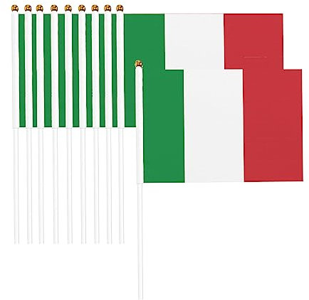 50 pezzi Bandiere Dell'Italia (45 x 30Cm) Manovella Italiane Bandiera della stamina per la festa della festa nazionale, festa, parate, giochi di calcio, decorazioni per bar (50)