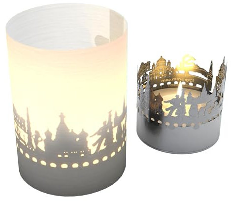 Moskau Skyline Tube T-Light Schattenspiel - Romantisches Souvenir, Geschenk für Moskau Fans, beeindruckende Motivkerze für zauberhaftes Lichtspiel