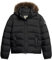 Superdry Damen Kurze Pufferjacke mit Kapuze und Kunstfellbesatz Tiefschwarz 36