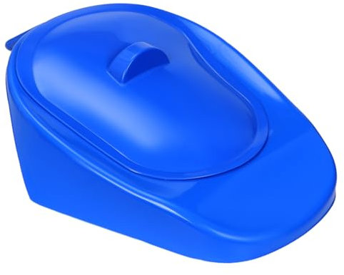 Bassin de lit avec couvercle - En plastique - Pour patients - Pot de nuit - Urinoir - Pour hommes, femmes, personnes âgées - Bleu