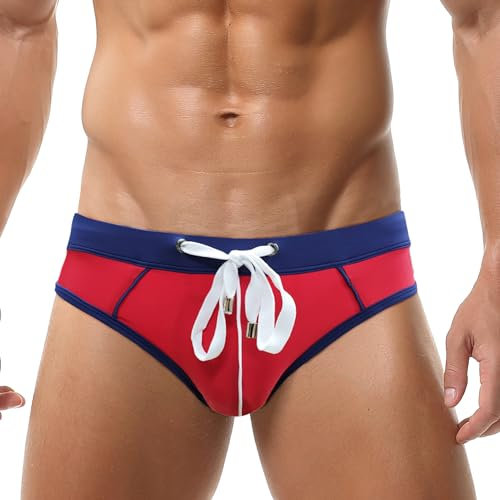 FEOYA Slips de Bain Hommes Maillot de Bain Homme Taille Basse Short de Natation avec Cordon Serrage Slip de Plage Piscine Séchage Rapide Vacances B3 L