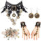 Charfia Steampunk Damen Accessoires, Zahnräder Kostüm, Gothic Schmuck Mit Armbänder Ohrringe Halsketten Anhänger für Halloween Karneval