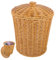 Amosfun Small Wicker Storage Basket, Imitation Rattan Waste Bin with Lid, Wastebasket for Bathroom Vanity, 23x23x28 Cm