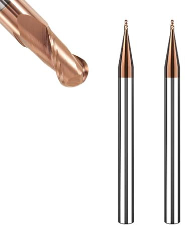 ASNOMY Lot de 2 fraises à tête sphérique VHM - Diamètre : 1 mm - Revêtement AlTiN HRC 55 - Fraises à tête sphérique en carbure de tungstène - Fraise à graver CNC à 2 dents - Pour métal