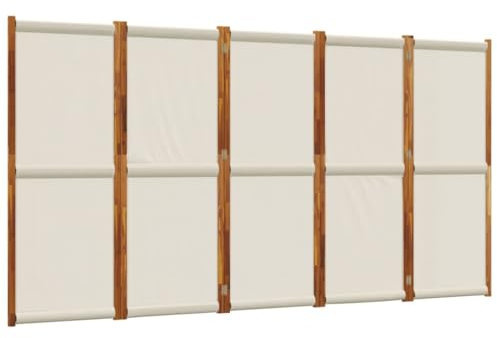 vidaXL Paravent 5-TLG., Raumteiler mit Faltdesign,Trennwand für Wohnzimmer Schlafzimmer Büro, Spanische Wand Sichtschutz, Hellgrau Massivholz Akazie