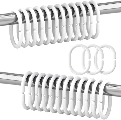 PNPGDYK 36 Pack Plastic Shower Curtain Rings Hooks for Bathroom Shower Window Rod (White)