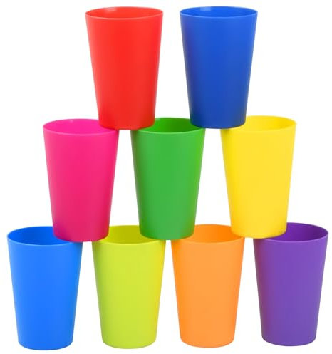 9 Bicchieri di Plastica Riutilizzabili Colorati, Tazza di Plastica Acqua Infrangibile, Bicchieri Plastica Rigida Lavabili,160ml Bicchieri Acqua Plastica Dura per Feste, All'aperto, Picnic (9 Colori)