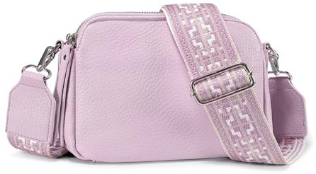 VONAL Umhängetasche Klein Damen Echtes Leder Crossbody Bag Damen Handytasche zum Umhängen, Moderne Handtasche Taschen mit Breitem Schultergurt für Arbeiten Einkaufen Reisen