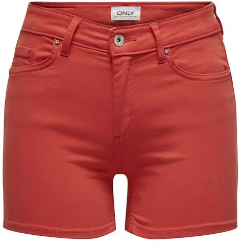 ONLY Damen Shorts ONLBLUSH MID SK COL Shorts PNT (DE/NL/SE/PL, Alphanumerisch, S, Regular, Regular, red alert)