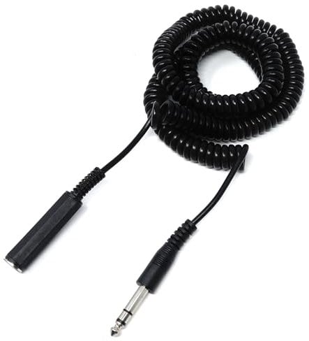 DRUT 5m 6.35MM Coiled Stereo TRS Jack Extension (Male to Female) Screened Audio Cable Cord for Headphones, Music Instruments 16.5ft