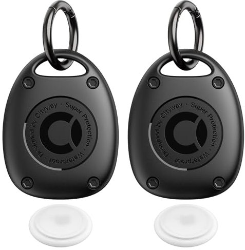 Airtag, custodia per portachiavi impermeabile, ultra compatta IPX8, portatile, per porta etichette d'aria per collare cane, zaino, chiavi, bagagli, colore: nero