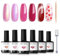 Modelones UV Nagellack 6 Farben Gel Nagellack UV Nageldesign Sets Soak Off Gel Polish für Maniküre Nageldesign, Rosa Rose Rot Weiß mit Glitzer