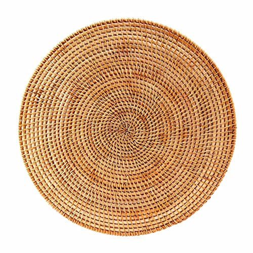 Quisiete Manteles Individuales Tejidos de RatáN, Manteles Redondos, Mantel Individual Antideslizante Resistente al,Placemat de Mimbre, Soportes para Platos Calientes