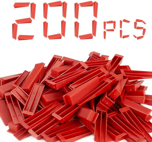 SuQurtom 200 Pcs Reusable Leveling Wedges, Tile Level Wedges Only, for Wall and Floor Tile Spacing Tool