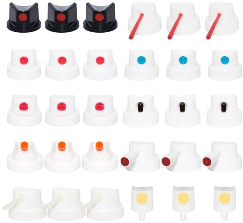 30PCS Spray Paint Caps & Nozzles Kit,Adapter Set for Female Cans,Spray Can Nozzle,Spray Control Kit,Graffiti Spray Paint Caps,Bottle Nozzle Replacement