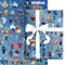 Game Wrapping Paper 3 Sheets, Cartoon Gift Christmas Wrapping Papers, Wrapping Paper for Birthday Christmas Party (blue)