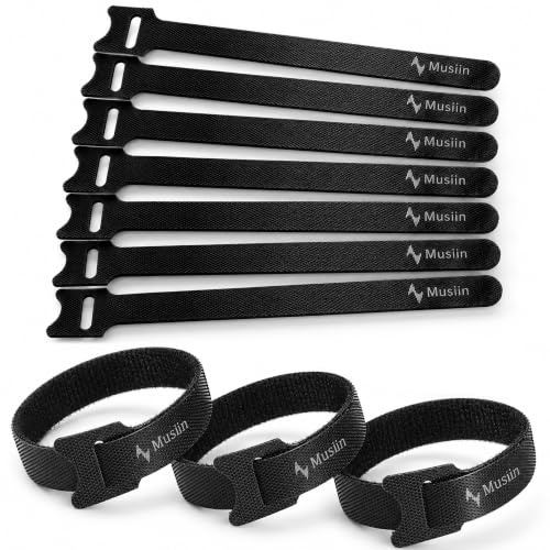 Musiin Audiokabelbinder, leicht und einfach zu verstauen (10 Packungen) | Geeignet für Gitarrenkabel/MIDI-Kabel/Stromkabel, kompatibel mit verschiedenen Anforderungen an das Audiokabelmanagement