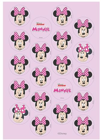 Dekora, Minnie Maus Mini-Oblaten, Essbare Dekorationen für Cupcakes, Muffins und Plätzchen, Rund 3,4 CM