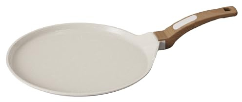 Cooksmart Signature 28cm Crepe Pan – Cast Aluminium | Non-Stick | PFOA & PFAS Free | Induction, Gas, & Electric Hob Compatible | Dishwasher Safe | Ergonomic Handle (Ivory)