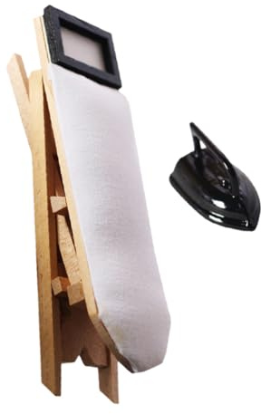Didiseaon Mini Table à Repasser et Fer à Repasser Bois et Alliage Décor Miniature pour Maison de Poupée Accessoire Créatif pour Garçon Fille Noir