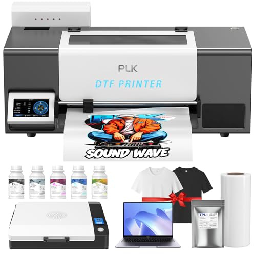 PLK A3 DTF Printer with XP600 Printhead,Double-Speed,Auto-Clean&Dual White Ink System,Low Ink Alert,13'' DTF Machine for Custom Garment Printing (A3 Printer+Oven+Laptop)