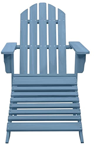GeenYuu Adirondack Chaise de jardin avec repose-pieds en bois de sapin massif bleu, 70 x 147,5 x 88,5 cm, stable et résistante aux intempéries, fauteuil d'extérieur confortable pour terrasse et jardin