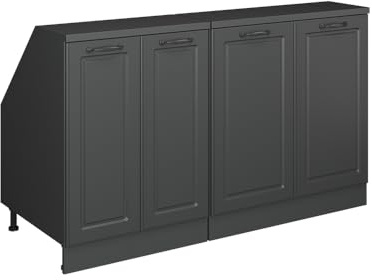 Vicco Küchenschrank für Dachschrägen R-Line, Anthrazit Landhaus, 140 cm 2er Set Schrankkorpuss 60 cm Tiefe, geeignet für schräge Wände und Variable Küchenmontage