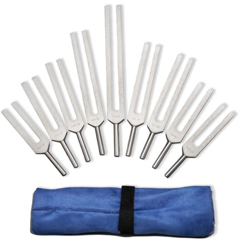 Solfeggio Stimmgabeln für Heilung von Omnivos für Klangtherapie, Chakra-Heilung, inklusive 528 Hz Stimmgabel, bearbeitet, nicht geformt und hergestellt in den USA