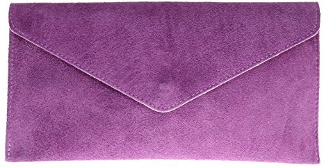 Girly Handbags Womens Genuine Italian Suede Leather Envelope Clutch Bag Wedding Purse Handbag Crossbody Bag LargePurple